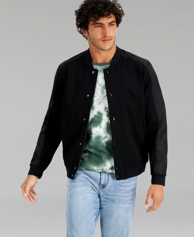 And Now This Mens Knit Long Sleeves Bomber Jacket In Black