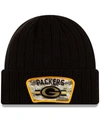 NEW ERA MEN'S BLACK GREEN BAY PACKERS 2021 SALUTE TO SERVICE CUFFED KNIT HAT