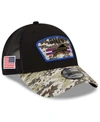 NEW ERA MEN'S BLACK-CAMOUFLAGE BUFFALO BILLS 2021 SALUTE TO SERVICE TRUCKER 9FORTY SNAPBACK ADJUSTABLE HAT