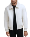 Dkny Men's Faux Shearling Bomber Jacket With Faux Fur Collar, Created For Macy's In White