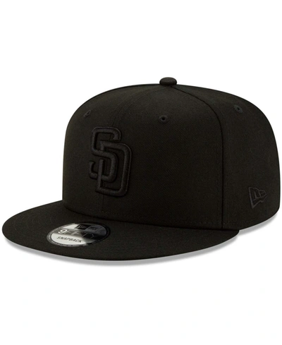 New Era Men's Black San Diego Padres Black On Black 9fifty Snapback Adjustable Hat