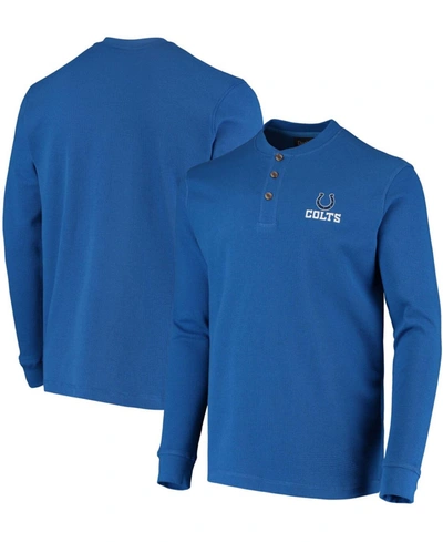 Dunbrooke Men's Royal Indianapolis Colts Maverick Thermal Henley Long Sleeve T-shirt In Royal Blue