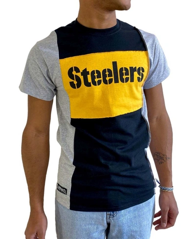 Refried Apparel Men's Heathered Black Pittsburgh Steelers Split T-shirt