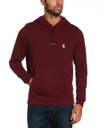 Original Penguin Men's Slim-fit Solid Fleece Hoodie Sweatshirt In Burgundy Heather