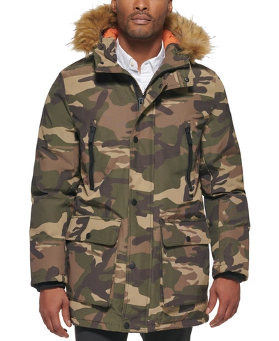 Club Room Men's Parka With A Faux Fur-hood Jacket, Created For Macy's In Camouflage