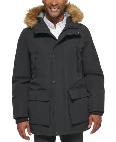 Club Room Men's Parka With A Faux Fur-hood Jacket, Created For Macy's In Orange