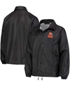 DUNBROOKE MEN'S BLACK CLEVELAND BROWNS COACHES CLASSIC RAGLAN FULL-SNAP WINDBREAKER JACKET