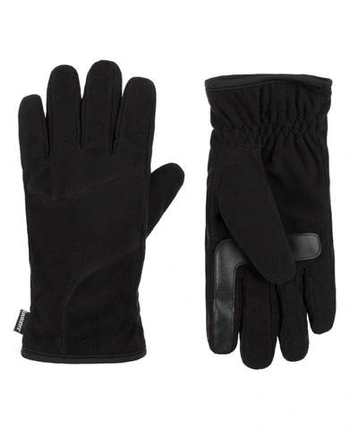 Isotoner Signature Men's Lined Fleece Water Repellent Pieced Glove In Black