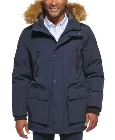 Club Room Men's Parka With A Faux Fur-hood Jacket, Created For Macy's In Navy