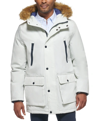 Club Room Men's Parka With A Faux Fur-hood Jacket, Created For Macy's In Ice