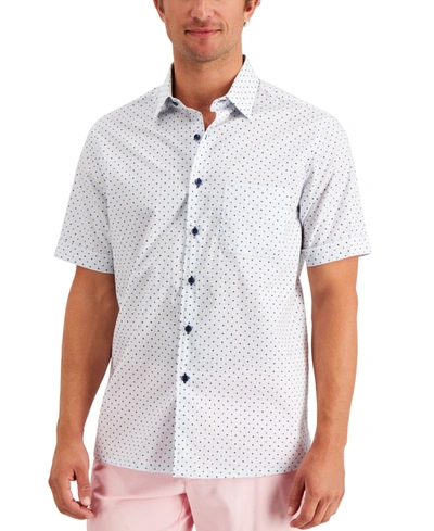 Club Room Men's Regular-fit Geo Dobby Shirt, Created For Macy's In White