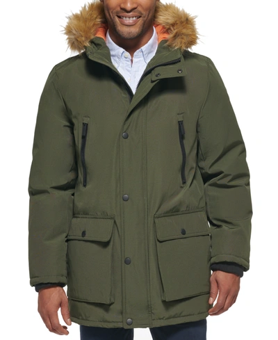 Club Room Men's Parka With A Faux Fur-hood Jacket, Created For Macy's In Olive