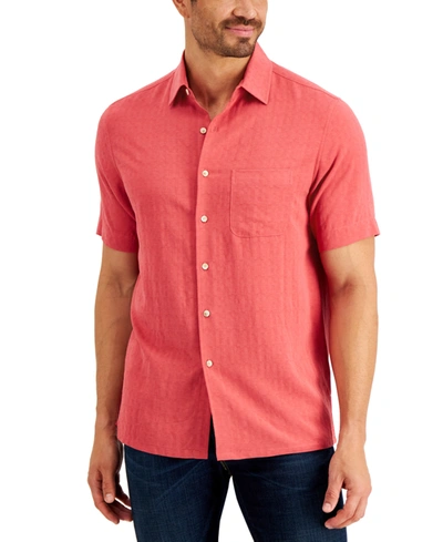 Club Room Men's Textured Shirt, Created For Macy's In Coral Depth