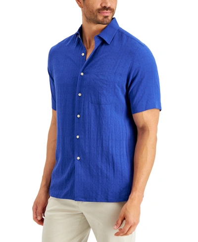 Club Room Men's Textured Shirt, Created For Macy's In New Cerulean