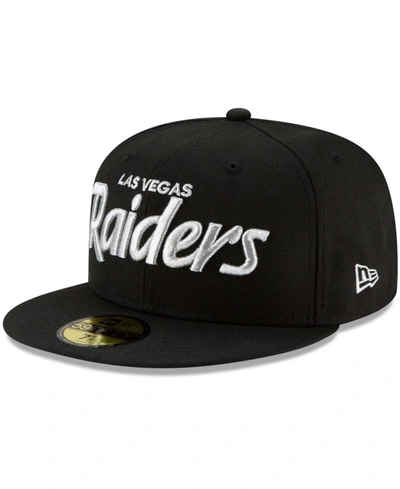New Era Men's Black Las Vegas Raiders Omaha Script Low Profile 59fifty Fitted Hat