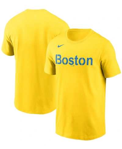 NIKE MEN'S GOLD BOSTON RED SOX CITY CONNECT WORDMARK T-SHIRT