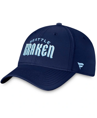 Fanatics Men's Deep Sea Blue Seattle Kraken Wordmark Logo Fitted Hat In Navy
