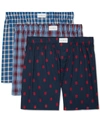 Tommy Hilfiger Men's 3-pack Classic Printed Cotton Poplin Boxers In Blue
