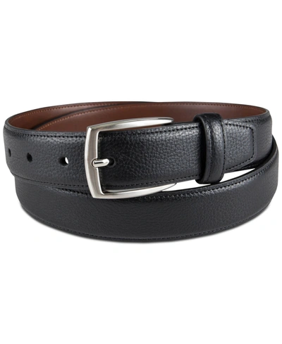 Club Room Men's Faux Leather Pebble Grain Stretch Belt, Created For Macy's In Black