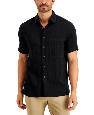Club Room Men's Textured Shirt, Created For Macy's In Deep Black