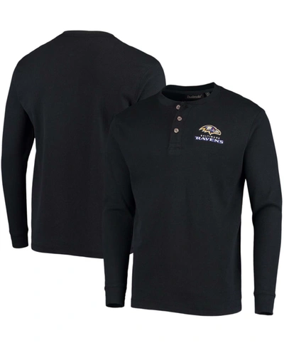 Dunbrooke Men's Black Baltimore Ravens Maverick Thermal Henley Long Sleeve T-shirt