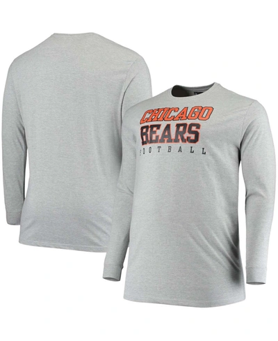 Fanatics Men's Big And Tall Heathered Gray Chicago Bears Practice Long Sleeve T-shirt In Heather Gray