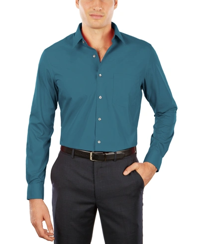 Van Heusen Men's Athletic Fit Poplin Dress Shirt In Deep Sea