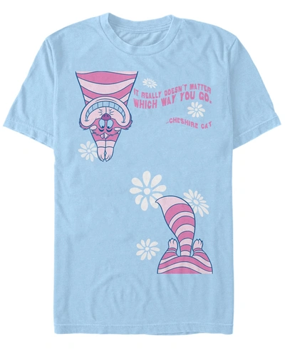 Fifth Sun Men's Alice In Wonderland Cheshire Split Short Sleeve T-shirt In Light Blue