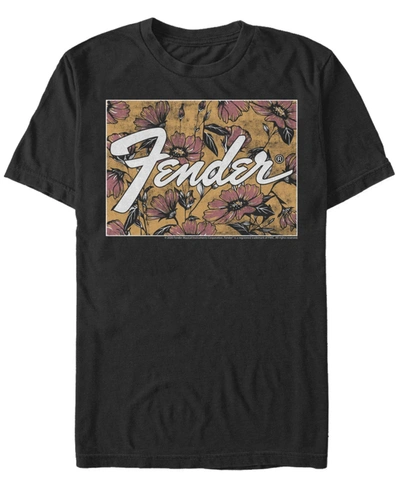 Fifth Sun Men's Fender Floral Box Logo Short Sleeve T-shirt In Black