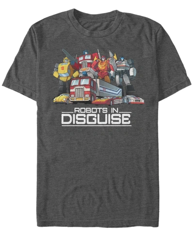 Fifth Sun Men's Transformer Robots In Disguise Short Sleeve T-shirt In Charcoal Heather