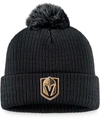 Fanatics Men's Black Vegas Golden Knights Core Primary Logo Cuffed Knit Hat With Pom In Black
