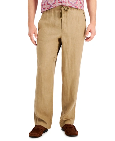 Club Room Men's 100% Linen Pants, Created For Macy's In Safari Tan