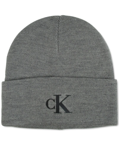 Calvin Klein Men's Logo Cuff Hat In Medium Heather
