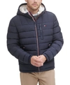 Tommy Hilfiger Men's Sherpa Lined Hooded Quilted Puffer Jacket In Midnight