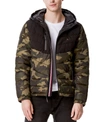 Tommy Hilfiger Men's Fitted Heavyweight Chevron Quilted Performance Hooded Puffer Jacket In Camouflage