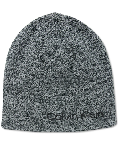 Calvin Klein Men's 2-in-1 Reversible Marled Beanie In Black