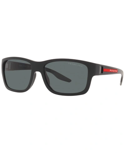 Prada Men's Polarized Sunglasses, Ps 01ws 59 In Black Rubber