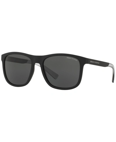 Ax Armani Exchange Men's Low Bridge Fit Sunglasses, Ax4049sf 57 In Black