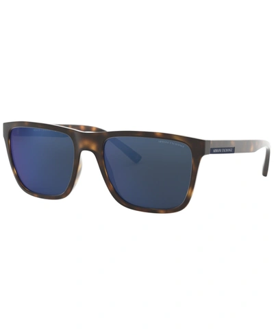 Ax Armani Exchange Men's Low Bridge Fit Sunglasses, Ax4080sf 57 In Matte Havana