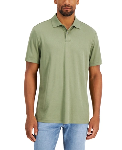 Alfani Men's Regular-fit Solid Supima Blend Cotton Polo Shirt, Created For Macy's In Sage