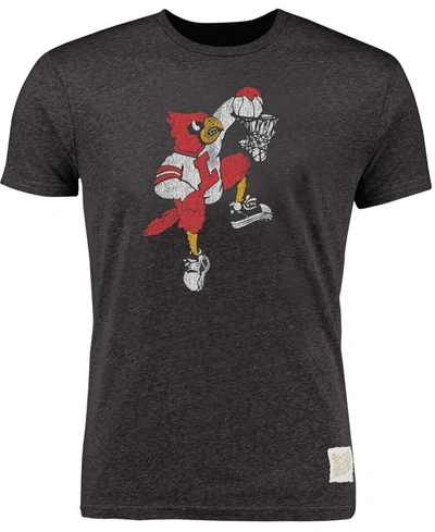 Retro Brand Men's Heather Black Louisville Cardinals Vintage-like Tri-blend T-shirt