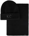 KENNETH COLE REACTION MEN'S FLAT-KNIT BEANIE AND SCARF SET