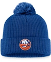 FANATICS MEN'S ROYAL NEW YORK ISLANDERS CORE PRIMARY LOGO CUFFED KNIT HAT WITH POM