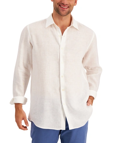 Club Room Men's 100% Linen Shirt, Created For Macy's In White Pure