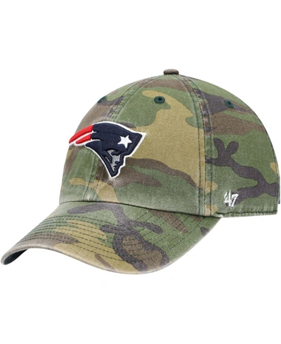 47 Brand Men's New England Patriots Woodland Clean Up Adjustable Cap In Camo