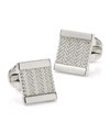 OX & BULL TRADING CO. MEN'S SILVER HERRINGBONE CUFFLINKS