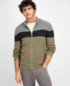 INC INTERNATIONAL CONCEPTS MEN'S COTTON COLORBLOCKED FULL-ZIP SWEATER, CREATED FOR MACY'S