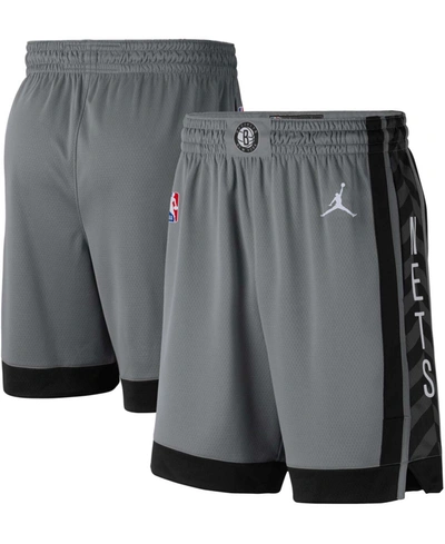 Jordan Men's Charcoal, Black Brooklyn Nets 2020/21 Association Edition Performance Swingman Shorts In Charcoal,black