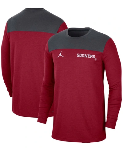 Jordan Men's Crimson Oklahoma Sooners Player Performance Long Sleeve T-shirt
