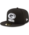 New Era Men's Black Green Bay Packers B-dub 9fifty Adjustable Hat In Black